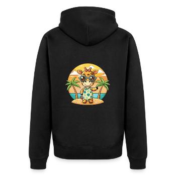 Giraffe Funny Cartoon Summer Beach Sunglasses - Unisex Premium Organic Zip Hoodie - black - Back - Nico (187cm)