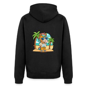 Pferd Lustige Cartoon Sommer Strand Sonnenbrille - Unisex Premium Bio Zip Hoodie - Schwarz - Hinten - Nico (187cm)