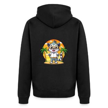Lemur Lustige Cartoon Sommer Strand Sonnenbrille - Unisex Premium Bio Zip Hoodie - Schwarz - Hinten - Nico (187cm)