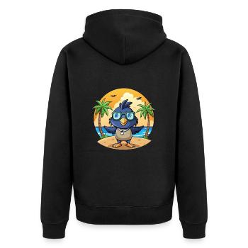 Krähe Lustige Cartoon Sommer Strand Sonnenbrille - Unisex Premium Bio Zip Hoodie - Schwarz - Hinten - Nico (187cm)