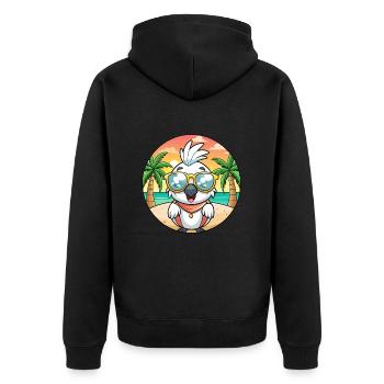 Cockatoo Funny Cartoon Summer Beach Sunglasses - Unisex Premium Organic Zip Hoodie - black - Back - Nico (187cm)