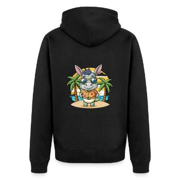 Esel Lustige Cartoon Sommer Strand Sonnenbrille - Unisex Premium Bio Zip Hoodie - Schwarz - Hinten - Nico (187cm)