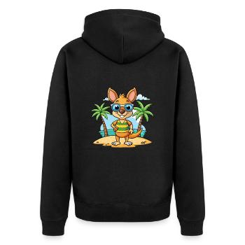 Kangaroo Funny Cartoon Summer Beach Sunglasses - Unisex Premium Organic Zip Hoodie - black - Back - Nico (187cm)