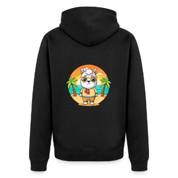 Llama Funny Cartoon Summer Beach Sunglasses - Unisex Premium Organic Zip Hoodie - black - Back - Nico (187cm)