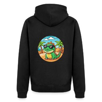 Lunettes de soleil de plage d’été de dessin animé drôle de lézard - Veste à capuche bio Premium Unisexe - noir - Dos - Nico (187cm)