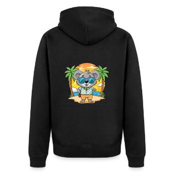 Koala Lustige Cartoon Sommer Strand Sonnenbrille - Unisex Premium Bio Zip Hoodie - Schwarz - Hinten - Nico (187cm)