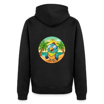 Papagei Lustige Cartoon Sommer Strand Sonnenbrille - Unisex Premium Bio Zip Hoodie - Schwarz - Hinten - Nico (187cm)