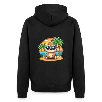 Sloth Funny Cartoon Summer Beach Sunglasses - Unisex Premium Organic Zip Hoodie - black - Back - Nico (187cm)