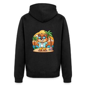 Beaver Funny Cartoon Summer Beach Sunglasses - Unisex Premium Organic Zip Hoodie - black - Back - Nico (187cm)