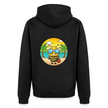 Bee Funny Cartoon Summer Beach Sunglasses - Unisex Premium Organic Zip Hoodie - black - Back - Nico (187cm)