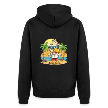 Pelikan Lustige Cartoon Sommer Strand Sonnenbrille - Unisex Premium Bio Zip Hoodie - Schwarz - Hinten - Nico (187cm)