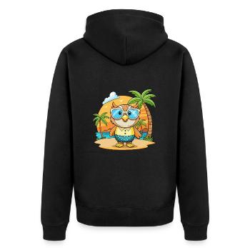 Eule Lustige Cartoon Sommer Strand Sonnenbrille - Unisex Premium Bio Zip Hoodie - Schwarz - Hinten - Nico (187cm)