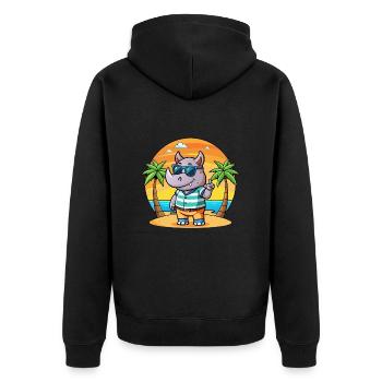 Rhino Lustige Cartoon Sommer Strand Sonnenbrille - Unisex Premium Bio Zip Hoodie - Schwarz - Hinten - Nico (187cm)