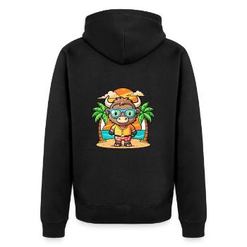 Buffalo Lustige Cartoon Sommer Strand Sonnenbrille - Unisex Premium Bio Zip Hoodie - Schwarz - Hinten - Nico (187cm)