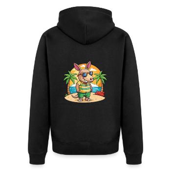 Erdferkel Lustige Cartoon Sommer Strand Sonnenbrille - Unisex Premium Bio Zip Hoodie - Schwarz - Hinten - Nico (187cm)