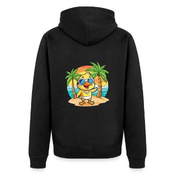 Ente Lustige Cartoon Sommer Strand Sonnenbrille - Unisex Premium Bio Zip Hoodie - Schwarz - Hinten - Nico (187cm)