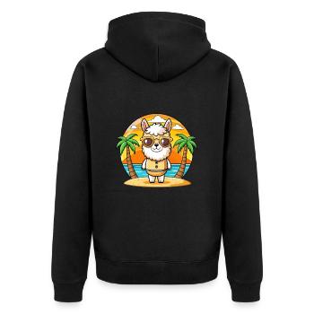 Llama Funny Cartoon Summer Beach Sunglasses - Unisex Premium Organic Zip Hoodie - black - Back - Nico (187cm)
