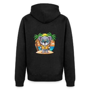 Koala Lustige Cartoon Sommer Strand Sonnenbrille - Unisex Premium Bio Zip Hoodie - Schwarz - Hinten - Nico (187cm)