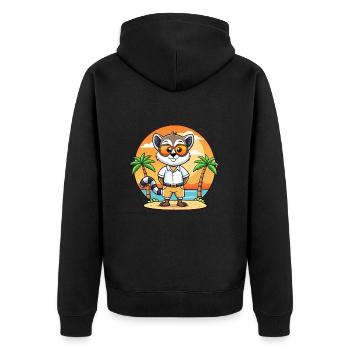 Lemur Funny Cartoon Summer Beach Sunglasses - Unisex Premium Organic Zip Hoodie - black - Back - Nico (187cm)