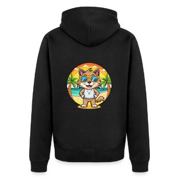 Lynx Funny Cartoon Summer Beach Sunglasses - Unisex Premium Organic Zip Hoodie - black - Back - Nico (187cm)