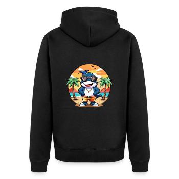 Orca Lustige Cartoon Sommer Strand Sonnenbrille - Unisex Premium Bio Zip Hoodie - Schwarz - Hinten - Nico (187cm)