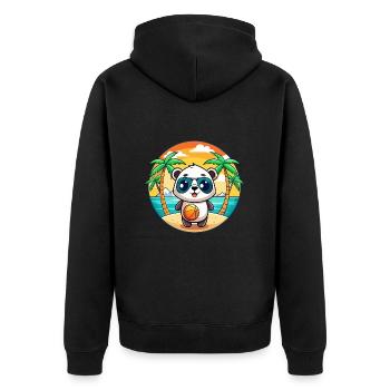 Panda Lustige Cartoon Sommer Strand Sonnenbrille - Unisex Premium Bio Zip Hoodie - Schwarz - Hinten - Nico (187cm)