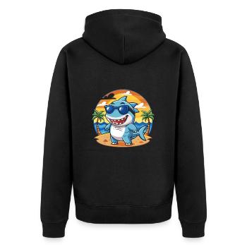 Lunettes de soleil de plage d’été de dessin animé drôle de requin - Veste à capuche bio Premium Unisexe - noir - Dos - Nico (187cm)
