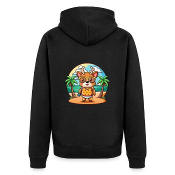 Deer Funny Cartoon Summer Beach Sunglasses - Unisex Premium Organic Zip Hoodie - black - Back - Nico (187cm)
