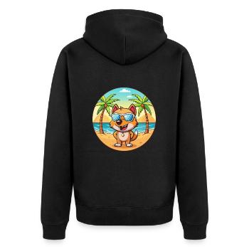 Dog Funny Cartoon Summer Beach Sunglasses - Unisex Premium Organic Zip Hoodie - black - Back - Nico (187cm)
