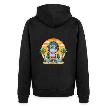 Gorilla Funny Cartoon Summer Beach Sunglasses - Unisex Premium Organic Zip Hoodie - black - Back - Nico (187cm)