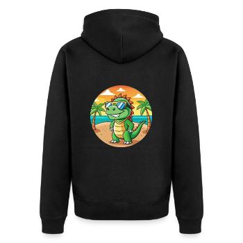 Iguana Funny Cartoon Summer Beach Sunglasses - Unisex Premium Organic Zip Hoodie - black - Back - Nico (187cm)