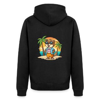 Otter Funny Cartoon Summer Beach Sunglasses - Unisex Premium Organic Zip Hoodie - black - Back - Nico (187cm)