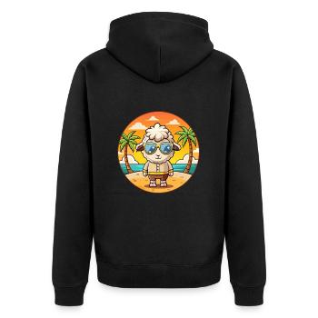 Schaf Lustige Cartoon Sommer Strand Sonnenbrille - Unisex Premium Bio Zip Hoodie - Schwarz - Hinten - Nico (187cm)