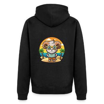 Ram Lustige Cartoon Sommer Strand Sonnenbrille - Unisex Premium Bio Zip Hoodie - Schwarz - Hinten - Nico (187cm)