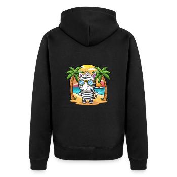 Zebra Lustige Cartoon Sommer Strand Sonnenbrille - Unisex Premium Bio Zip Hoodie - Schwarz - Hinten - Nico (187cm)
