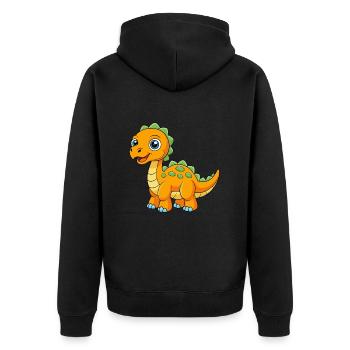 Dinosaurier Niedliche Maskottchen Zeichentrickfigur Kawaii - Unisex Premium Bio Zip Hoodie - Schwarz - Hinten - Nico (187cm)