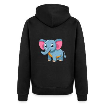 Elefant Niedliche Maskottchen Zeichentrickfigur Kawaii - Unisex Premium Bio Zip Hoodie - Schwarz - Hinten - Nico (187cm)