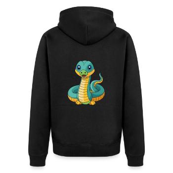 Anaconda Niedliche Maskottchen Zeichentrickfigur Kawaii - Unisex Premium Bio Zip Hoodie - Schwarz - Hinten - Nico (187cm)