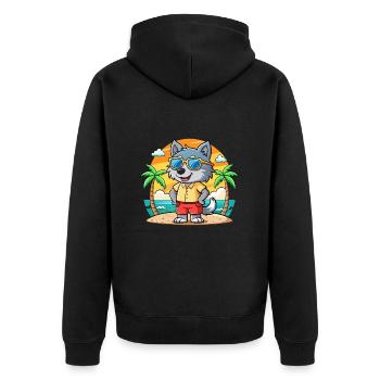 Wolf Lustige Cartoon Sommer Strand Sonnenbrille - Unisex Premium Bio Zip Hoodie - Schwarz - Hinten - Nico (187cm)