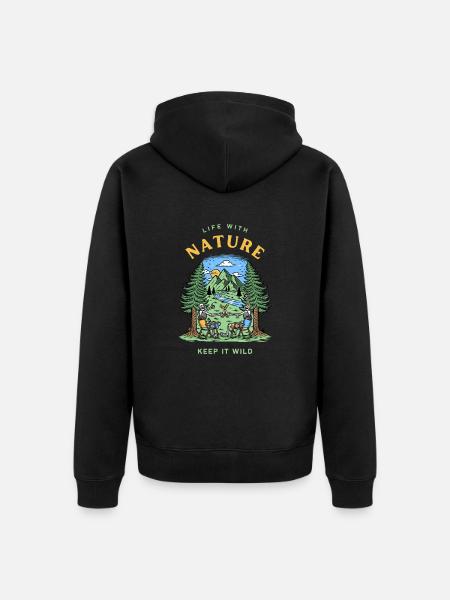 life with nature - Unisex Premium Organic Zip Hoodie - black