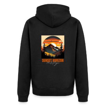 Sunset horizon heritage - Unisex Premium Organic Zip Hoodie - black - Back - Nico (187cm)