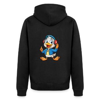 Canard Drôle Dessin Animé Personnage Casque Musique - Veste à capuche bio Premium Unisexe - noir - Dos - Nico (187cm)