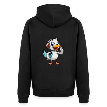 Pelican Funny Cartoon Character Musique de casque - Veste à capuche bio Premium Unisexe - noir - Dos - Nico (187cm)