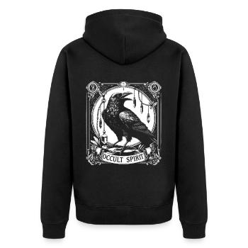 Occult Spirit Raven Pendulum 2 - Unisex Premium Organic Zip Hoodie - black - Back - Nico (187cm)
