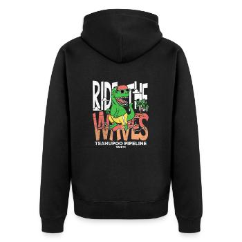 Ride the waves Teahupoo Tahiti - Veste à capuche bio Premium Unisexe - noir - Dos - Nico (187cm)