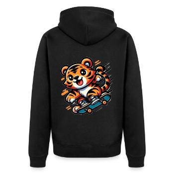 Tigre patineur mignon - Veste à capuche bio Premium Unisexe - noir - Dos - Nico (187cm)