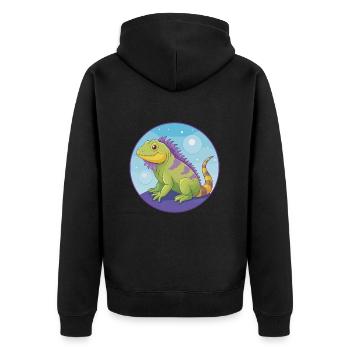 Iguana Cute Kawaii Cartoon Clipart Animal Pet - Unisex Premium Organic Zip Hoodie - black - Back - Nico (187cm)