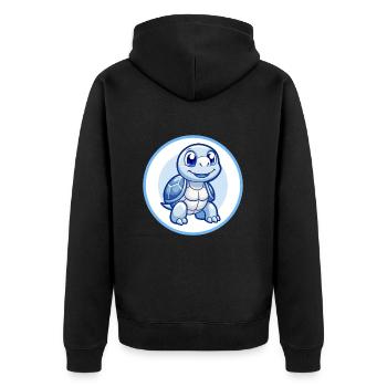 Schildkröte Blau Kawaii Cartoon Figur Clipart Haustier - Unisex Premium Bio Zip Hoodie - Schwarz - Hinten - Nico (187cm)