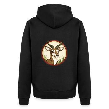 Impala Bunte Kawaii Cartoon Figur Clipart - Unisex Premium Bio Zip Hoodie - Schwarz - Hinten - Nico (187cm)