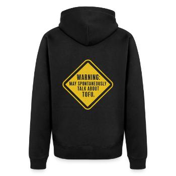 Tofu Lustiges - Unisex Premium Bio Zip Hoodie - Schwarz - Hinten - Nico (187cm)